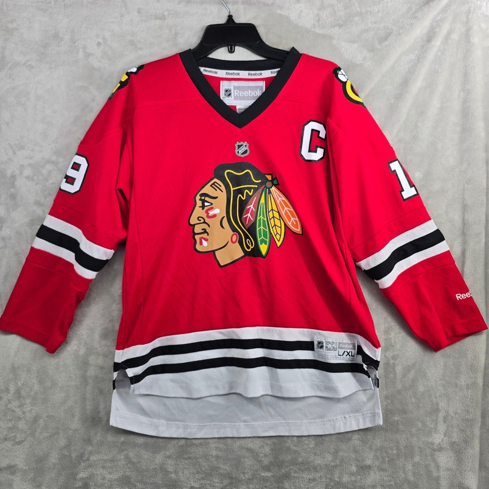 Reebok‎ NHL Chicago Blackhawks Toews #19 Red Youth L/XL Hockey Jersey